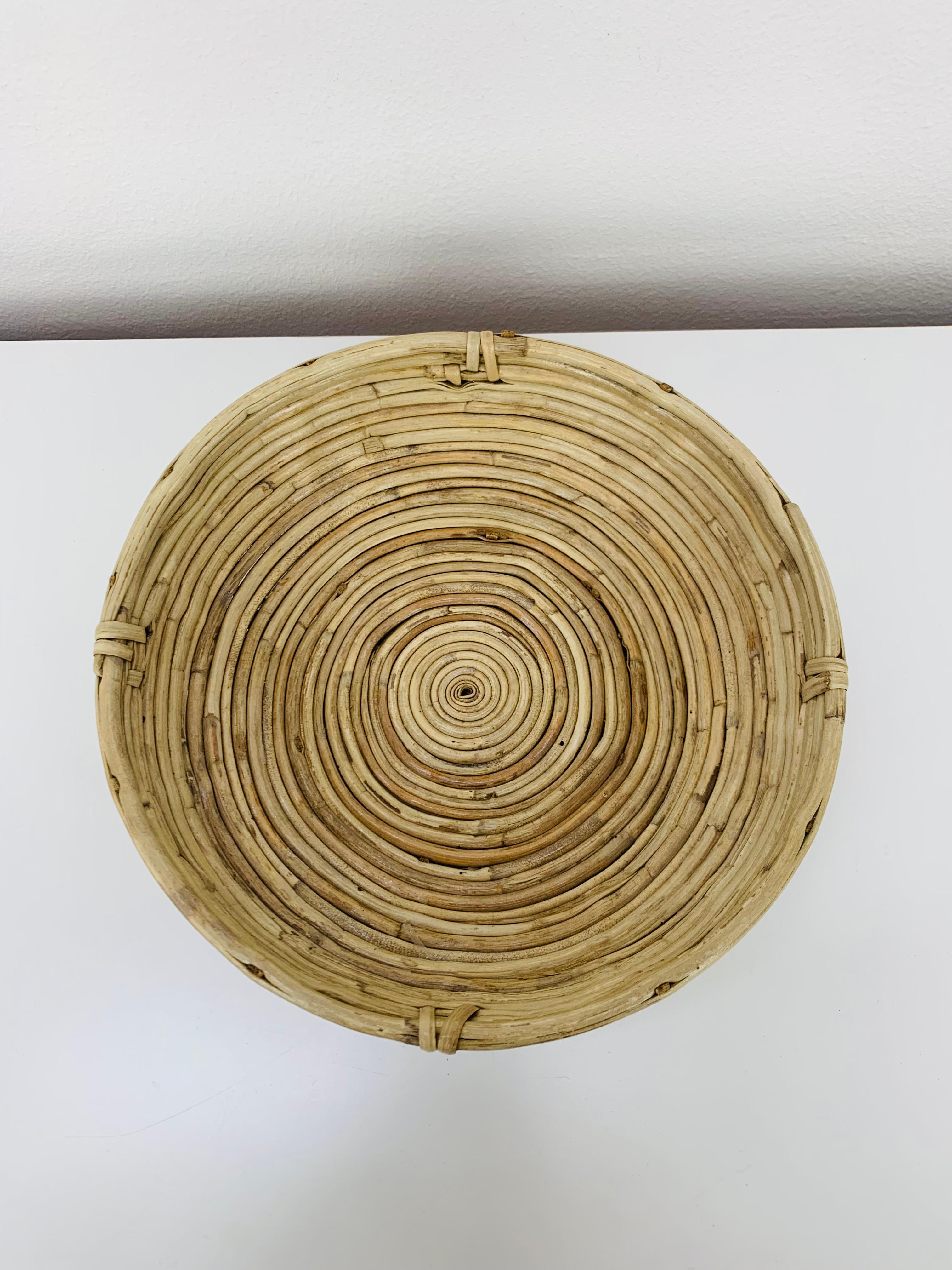 Metà XX secolo Set di 3 cesti in rattan, Italia, anni '60 in vendita