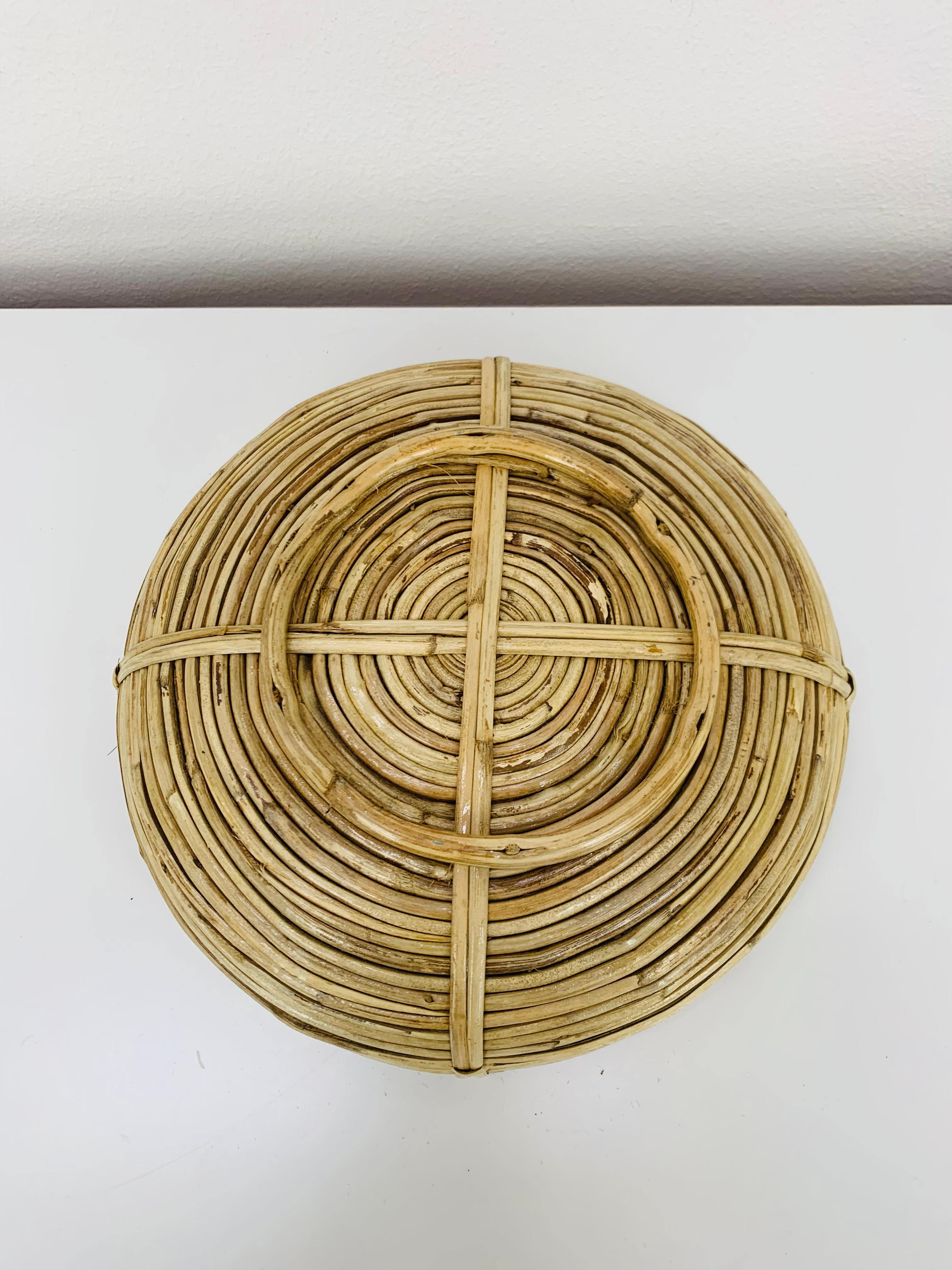 Rattan Set di 3 cesti in rattan, Italia, anni '60 in vendita