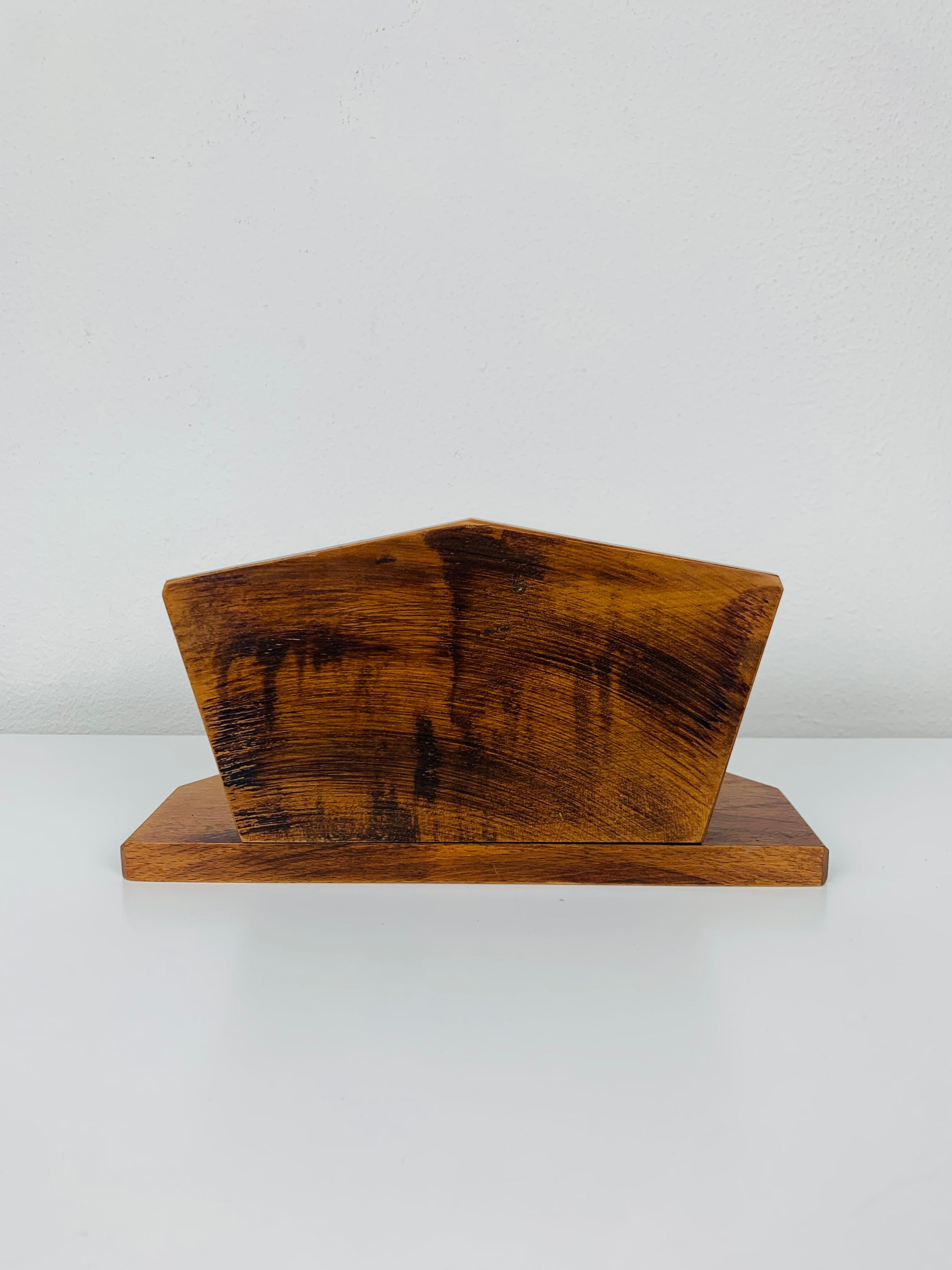 Art Deco Briefhalter aus Holz, 1940er Jahre, Frankreich (Französisch) im Angebot