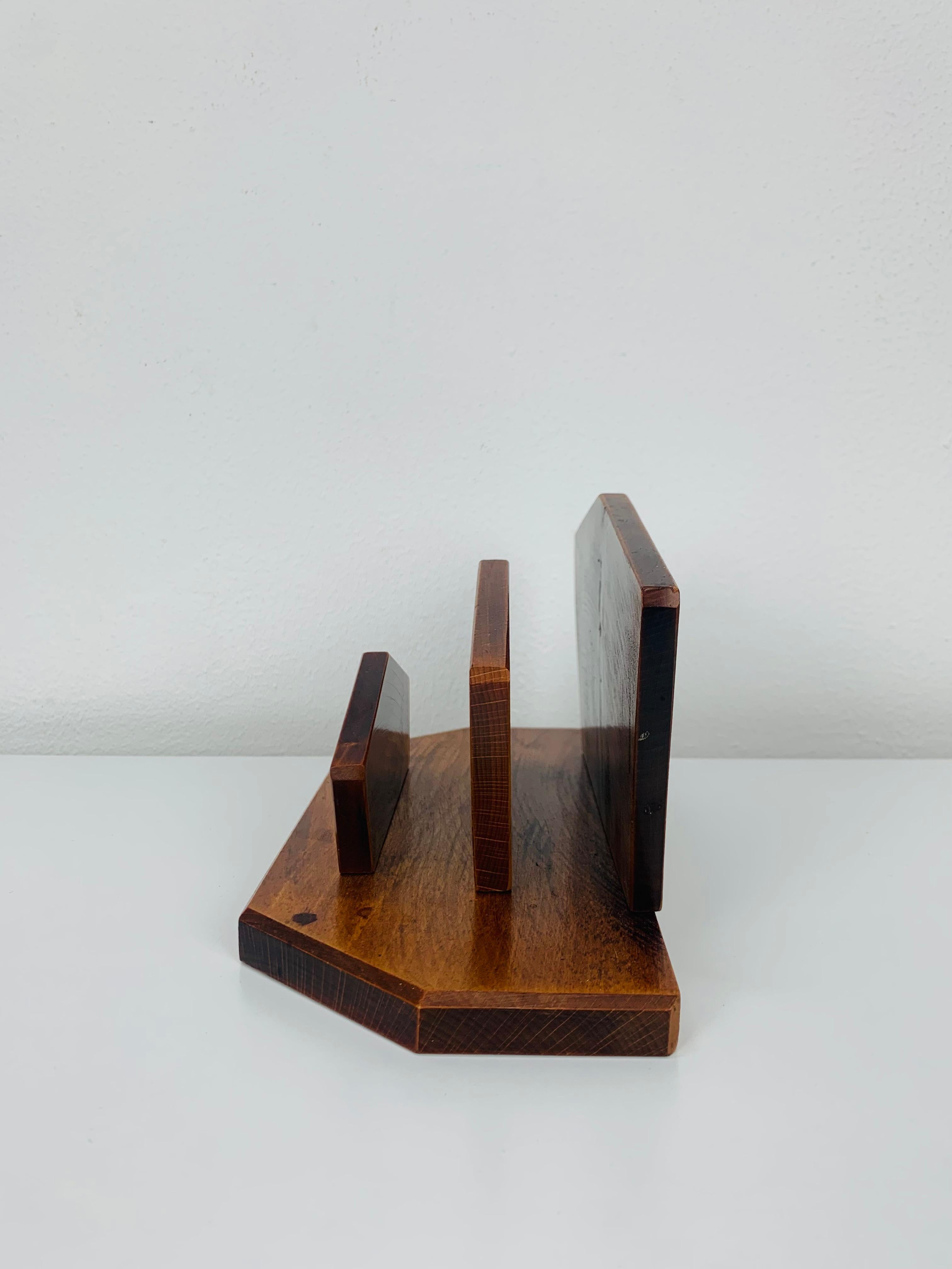 Art Deco Briefhalter aus Holz, 1940er Jahre, Frankreich im Zustand „Gut“ im Angebot in BELFORT, FR
