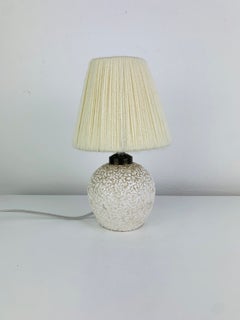 Mid-century Jean Besnard table lamp, ceramic and wool lampshade