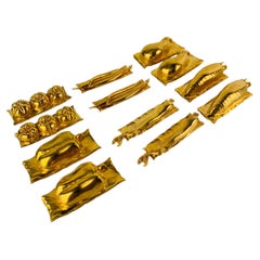 Set of 12 "vegetables" golden metal knife rests
