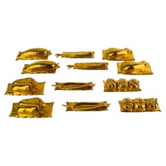 Set of 12 "vegetables" golden metal knife rests