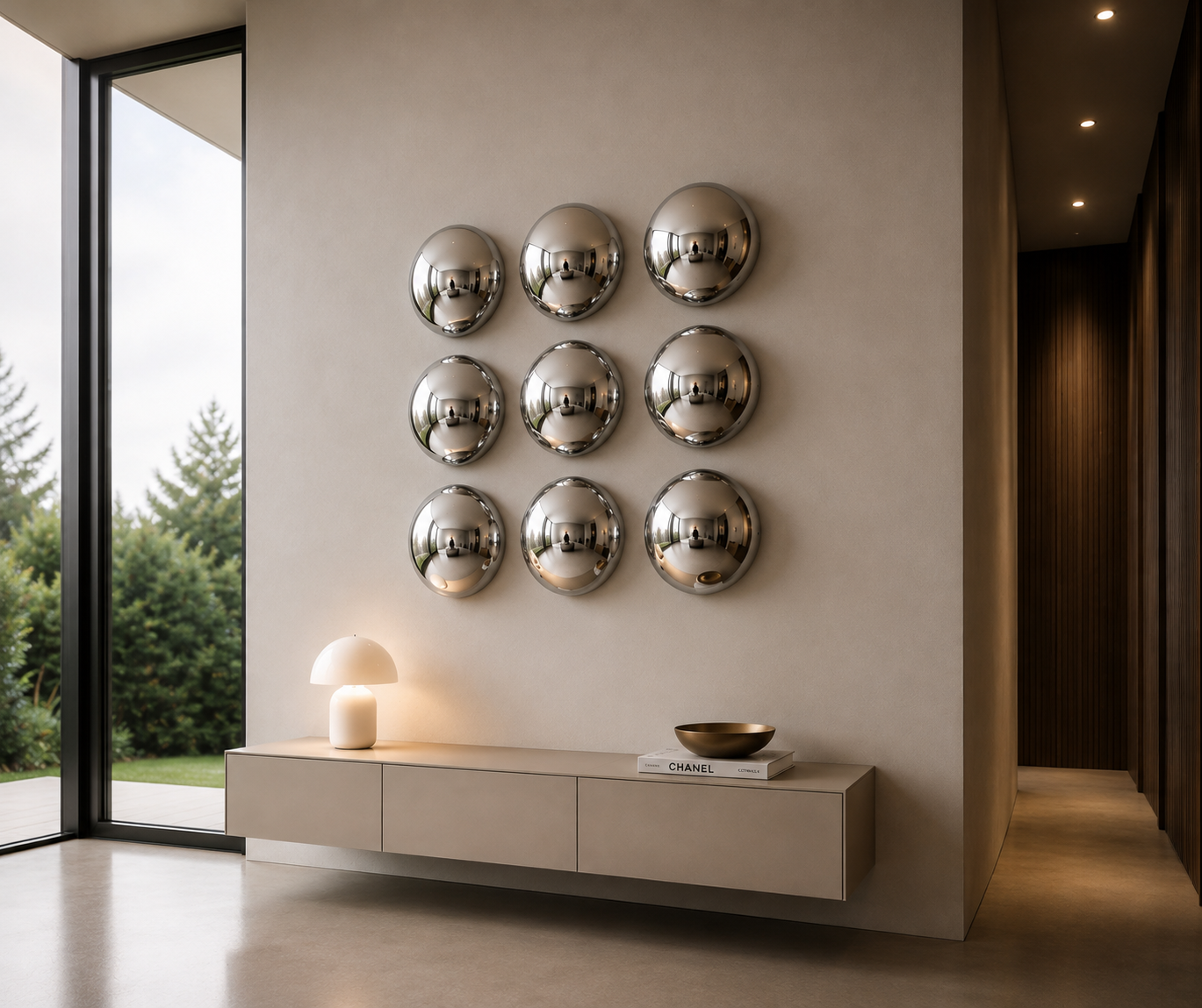 Nucleo 60 Wall Collection, Polished Stainless Steel, Modern Design, UK ...