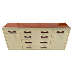 Vintage Early 2000s Mahogany and Leather Dresser by Ralph Lauren f