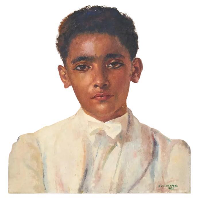Oil on Canvas Portrait of A Young Italian Waiter by Clara Klinghoffer 1937

Clara Klinghoffer
British/American (1900-1970)
Young Italian Waiter (1937)
oil on canvas
signed lower right
19 x 16 inches
unframed

Provenance:
From the Estate