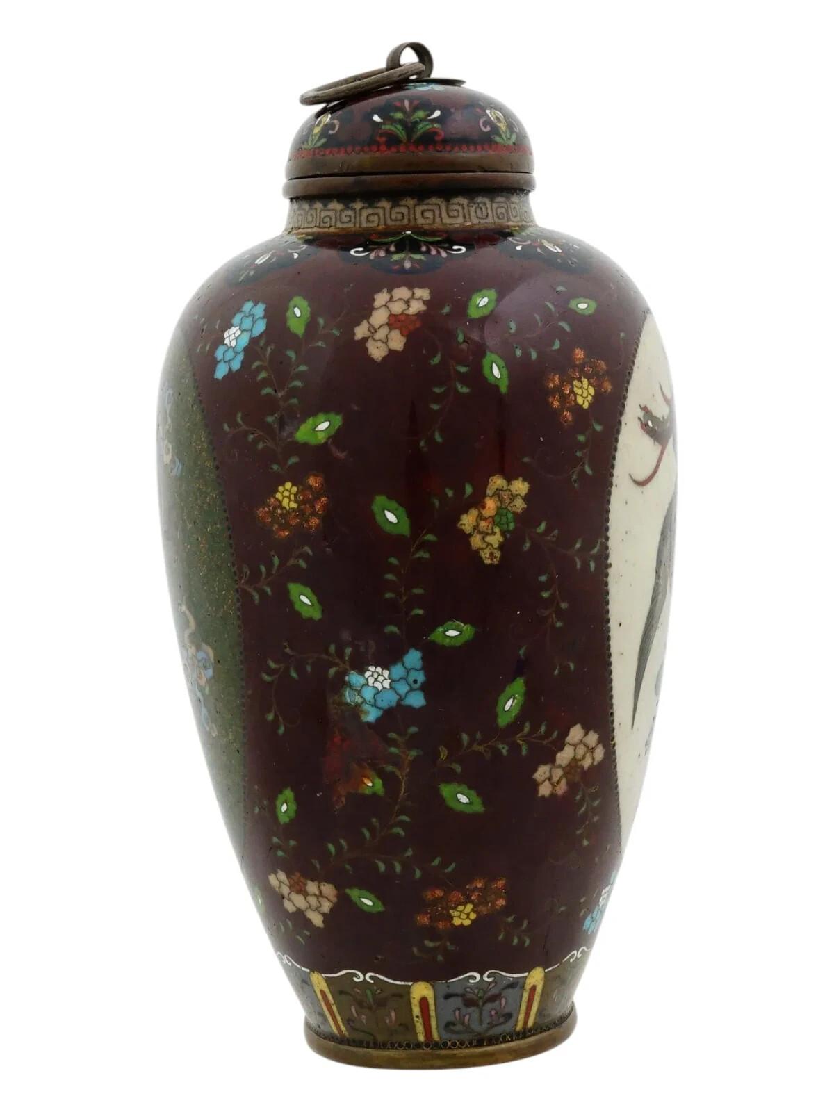Ancienne jarre japonaise Meiji en émail cloisonné Dragon Goldstone Namikawa School Bon état - En vente à Queens, NY