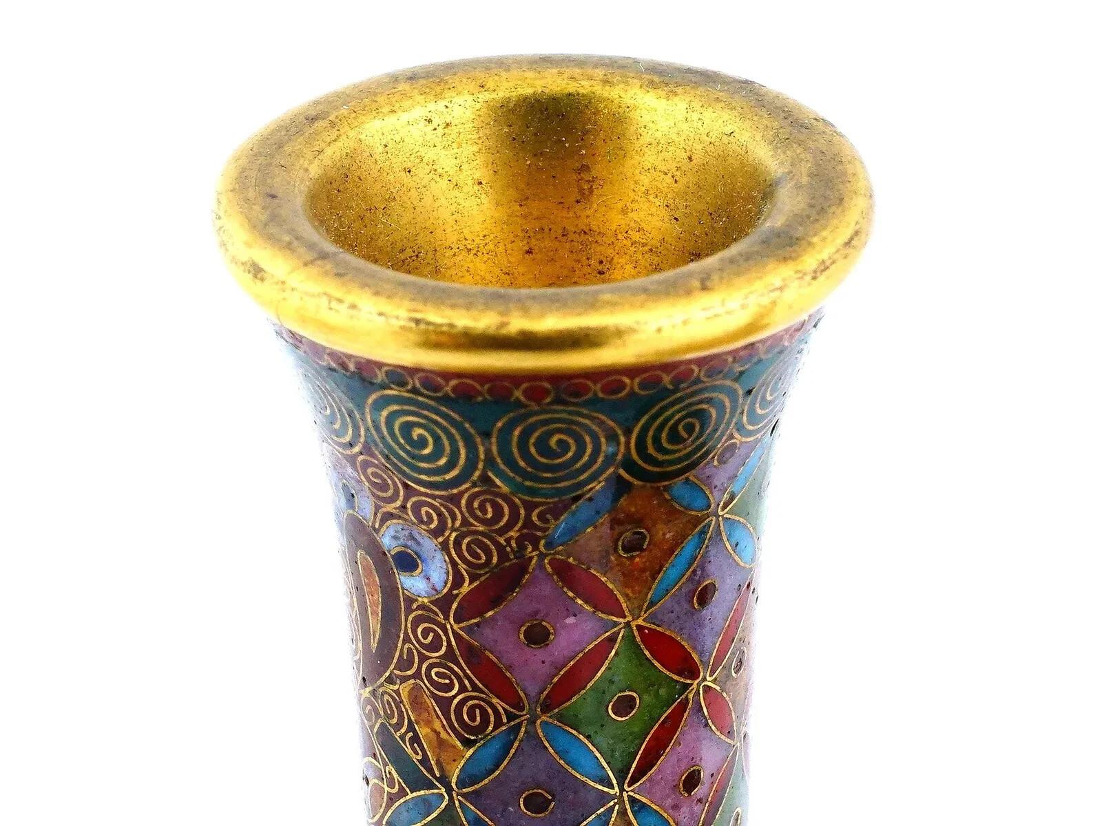 Pair Of Meiji Japanese Cloisonne Enamel Vases Kyoto School For Sale 1