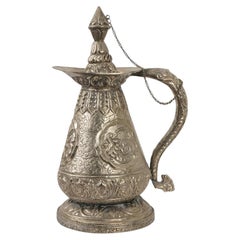 Antique Asian Indian Sino Tibetan Low Graded Silver Ritual Ewer