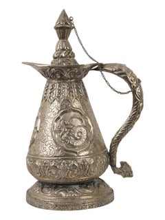 Antique Asian Indian Sino Tibetan Low Graded Silver Ritual Ewer