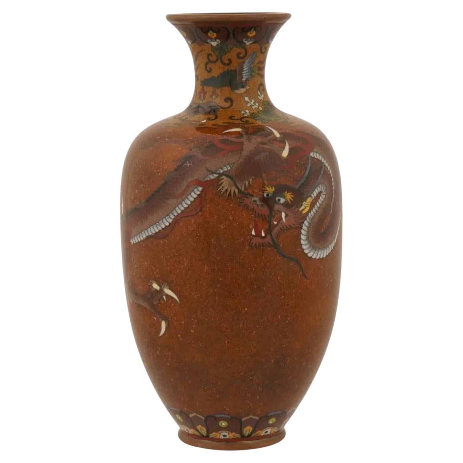 Antique Meiji Japanese Cloisonne Pink Enamel Goldstone Vase Dragons For ...
