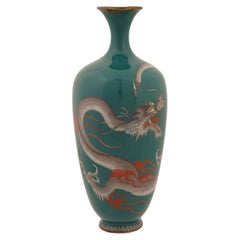 Large Japanese Meiji Cloisonne Enamel Dragon Vase