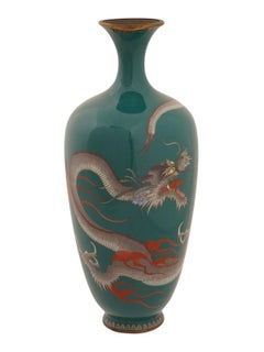 Large Japanese Meiji Cloisonne Enamel Dragon Vase