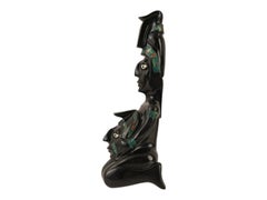 Scultura messicana vintage precolombiana in onice di stile azteco