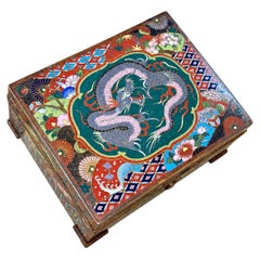 Japanese Cloisonne Enamel Dragon Trinket Box Attributed to Inaba, Meiji