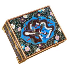 Japanese Cloisonne Enamel Dragon Trinket Box Attributed to Inaba, Meiji