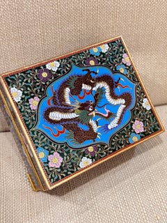 Japanese Cloisonne Enamel Dragon Trinket Box Attributed to Inaba, Meiji