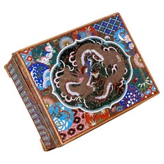 Japanese Cloisonne Enamel Dragon Trinket Box Attributed to Inaba, Meiji