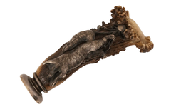Austrian Silver Fox and Stag Antler Desk Seal by Georg Adam Scheid Circa 1900