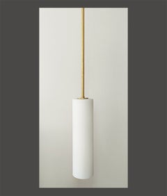 Lariat - brass wire and opaline glass pendant(s)