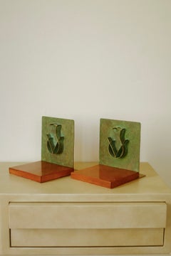 1930s Swedish Metal and Wooden Bookends