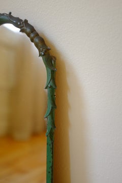 Grüner Wandspiegel aus Metall im schwedischen Modern-Stil der 1950er Jahre