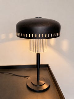 Sculptural Table Lamp in Perforated Metal and Handcrafted Venetian Glass