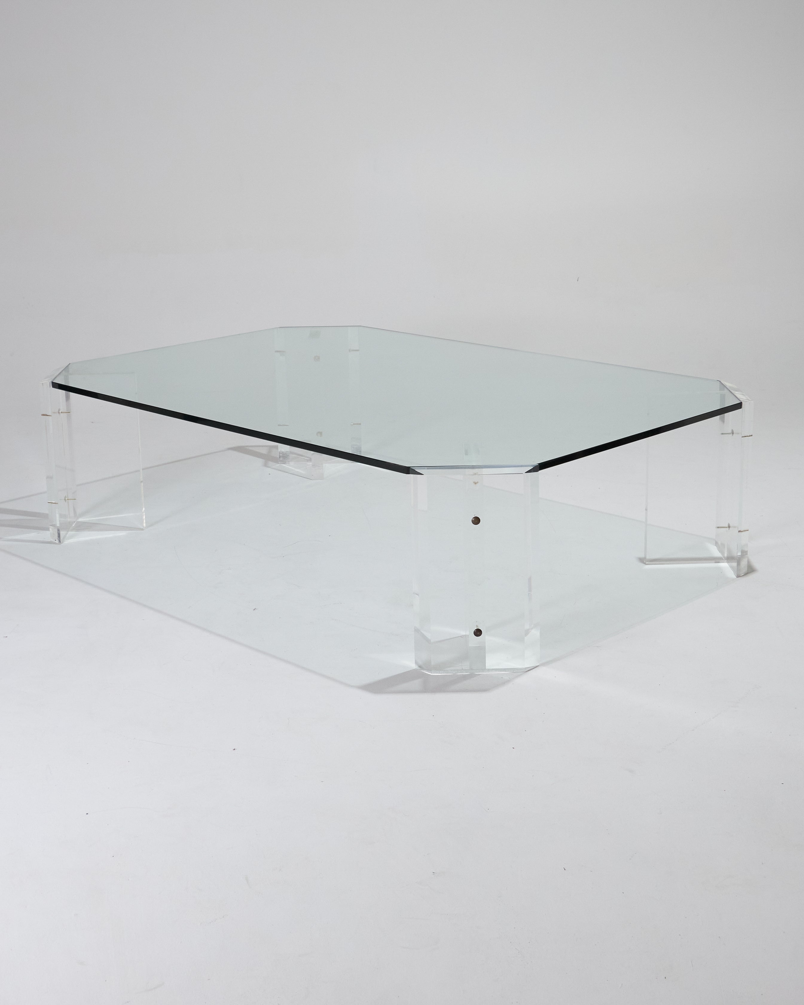 TABLE COFFEE LUCITE ET GLASS DE KARL SPRINGER, 1970