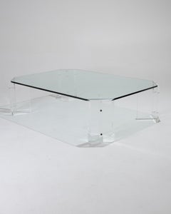 TAVOLO DA CAFFÈ IN LUCITE E VETRO DI KARL SPRINGER, anni '70