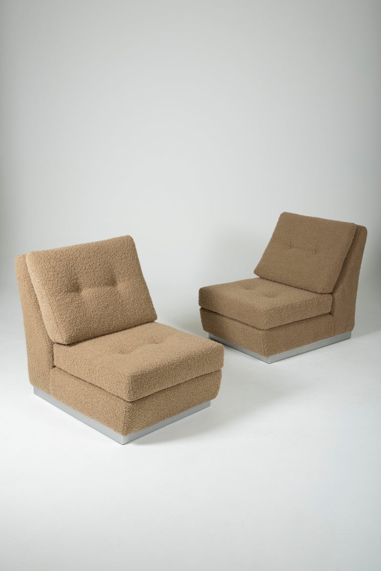 Pair of Low Chairs Jacques Charpentier, 1970s For Sale at 1stDibs