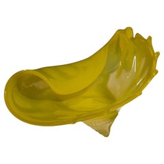 Yellow Murano Glass Shell Bowl, Luigi Mellara, 1970s