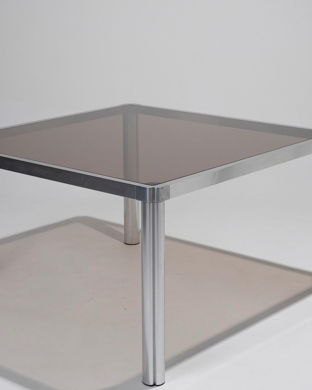 Glass and Chrome Dining Table, 1970s. For Sale 1