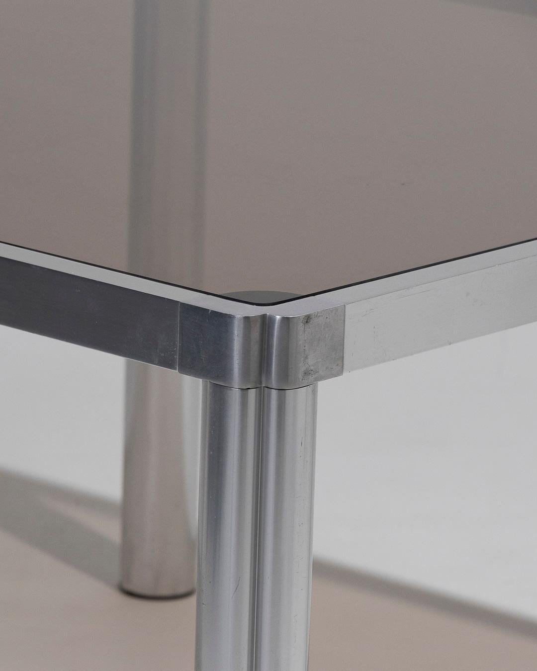 Glass and Chrome Dining Table, 1970s. For Sale 2