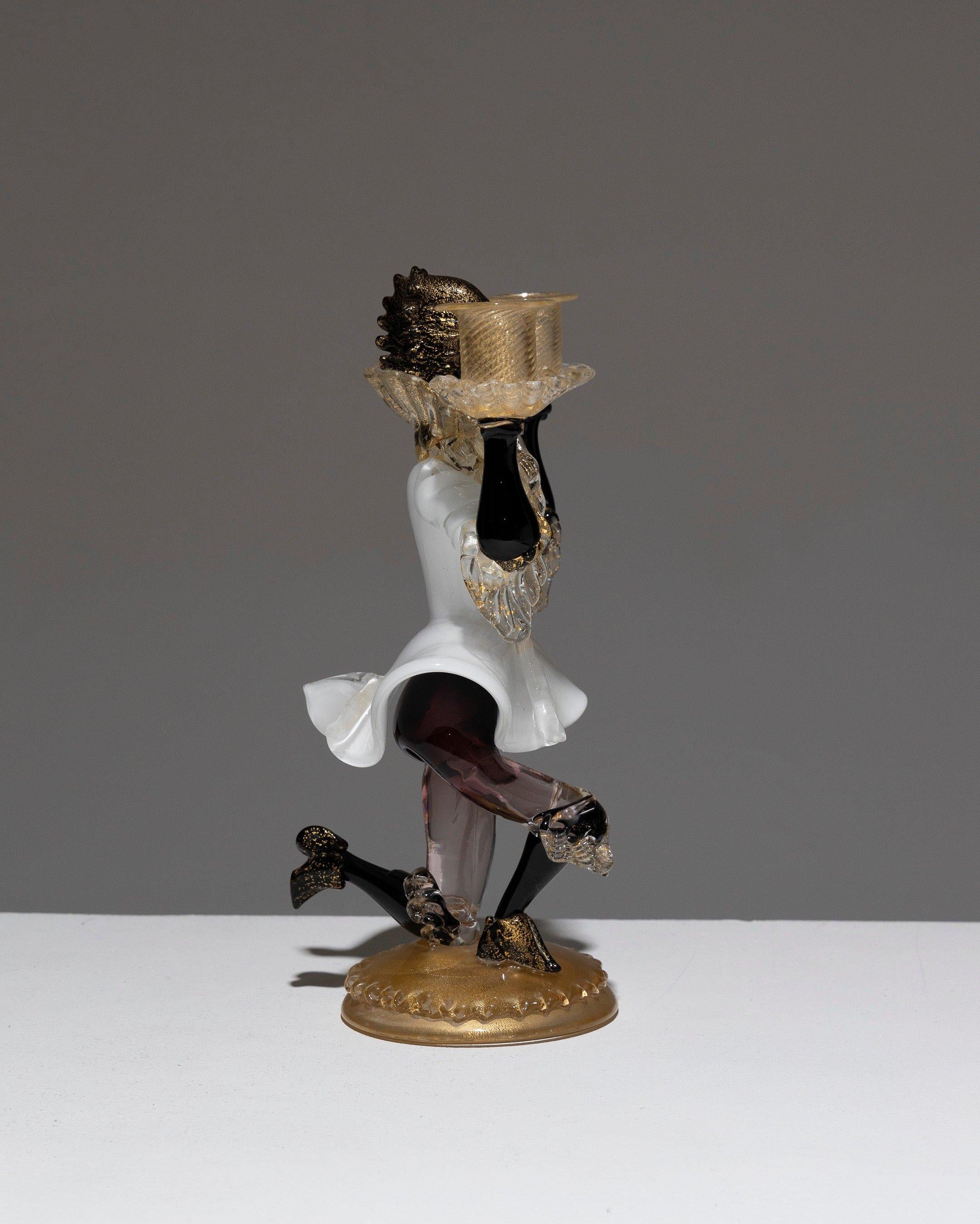 Oro Coppia di candelieri in vetro di Murano, Salviati & Co, anni '50 in vendita