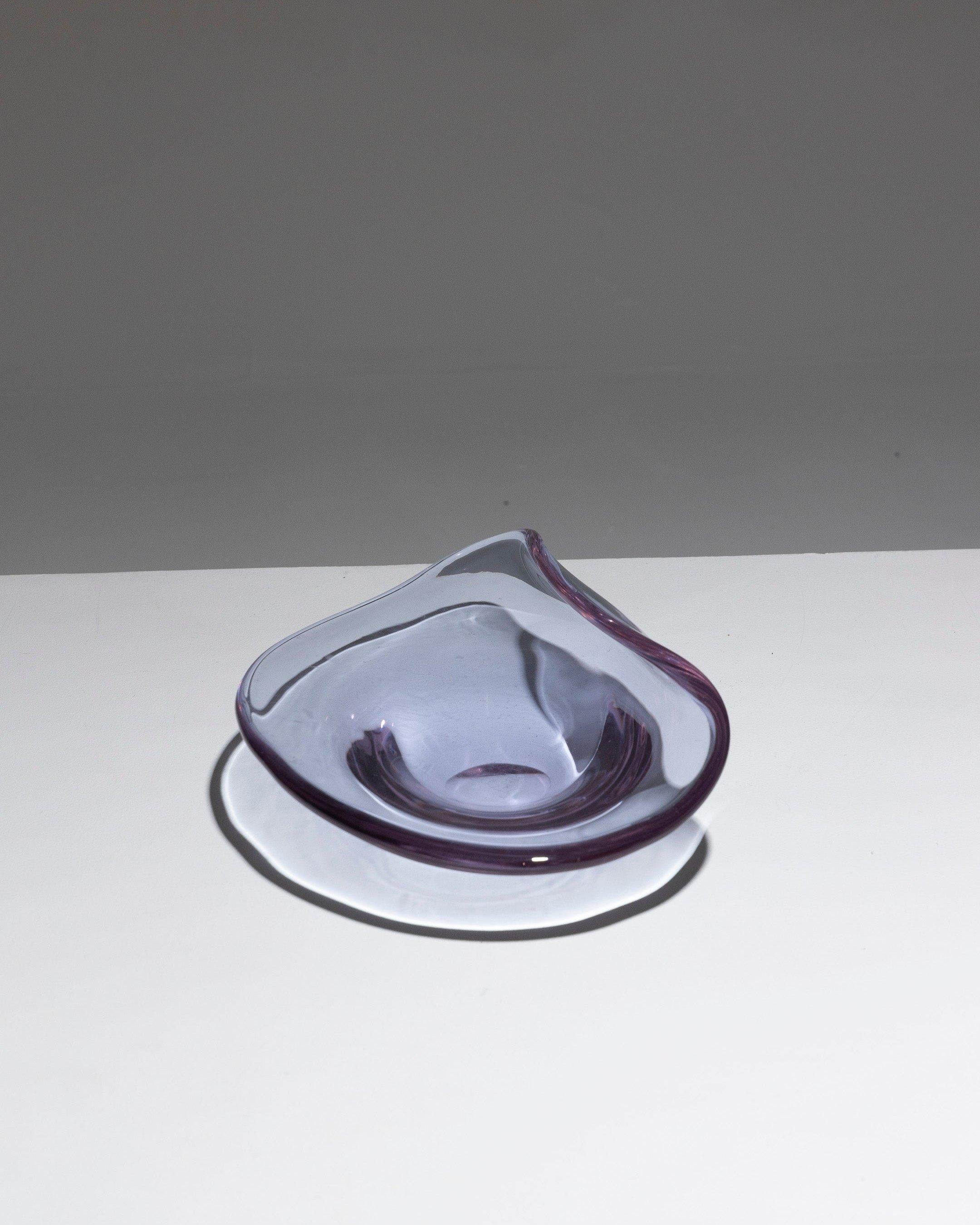 Sèvres Crystal Bowl, 1950S. One Side Is Heat-Curved. The Crystal Is Tinted In The Mass Of A Beautiful Light Parma With Slightly Bluish Reflections. Signed: “Sevres” Underlined And “France”. Very Good Condition. Dv1450. 