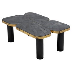 Slate and brass coffee table, 1990s