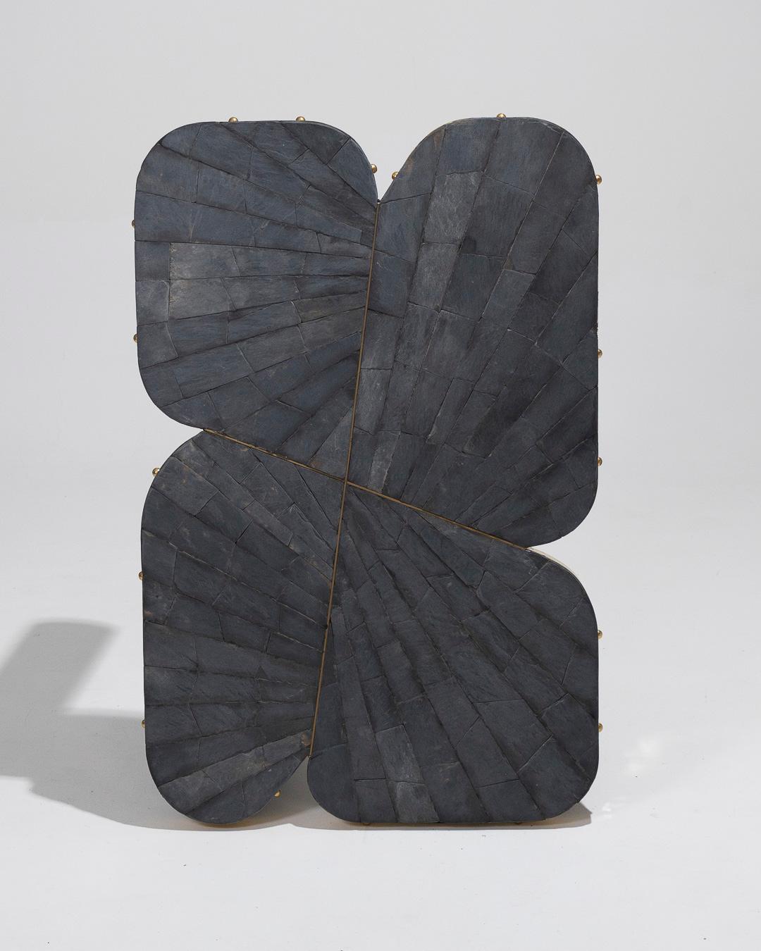 Slate and brass coffee table, 1990s For Sale 3
