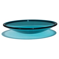 Gran cuenco de cristal azul, años 50