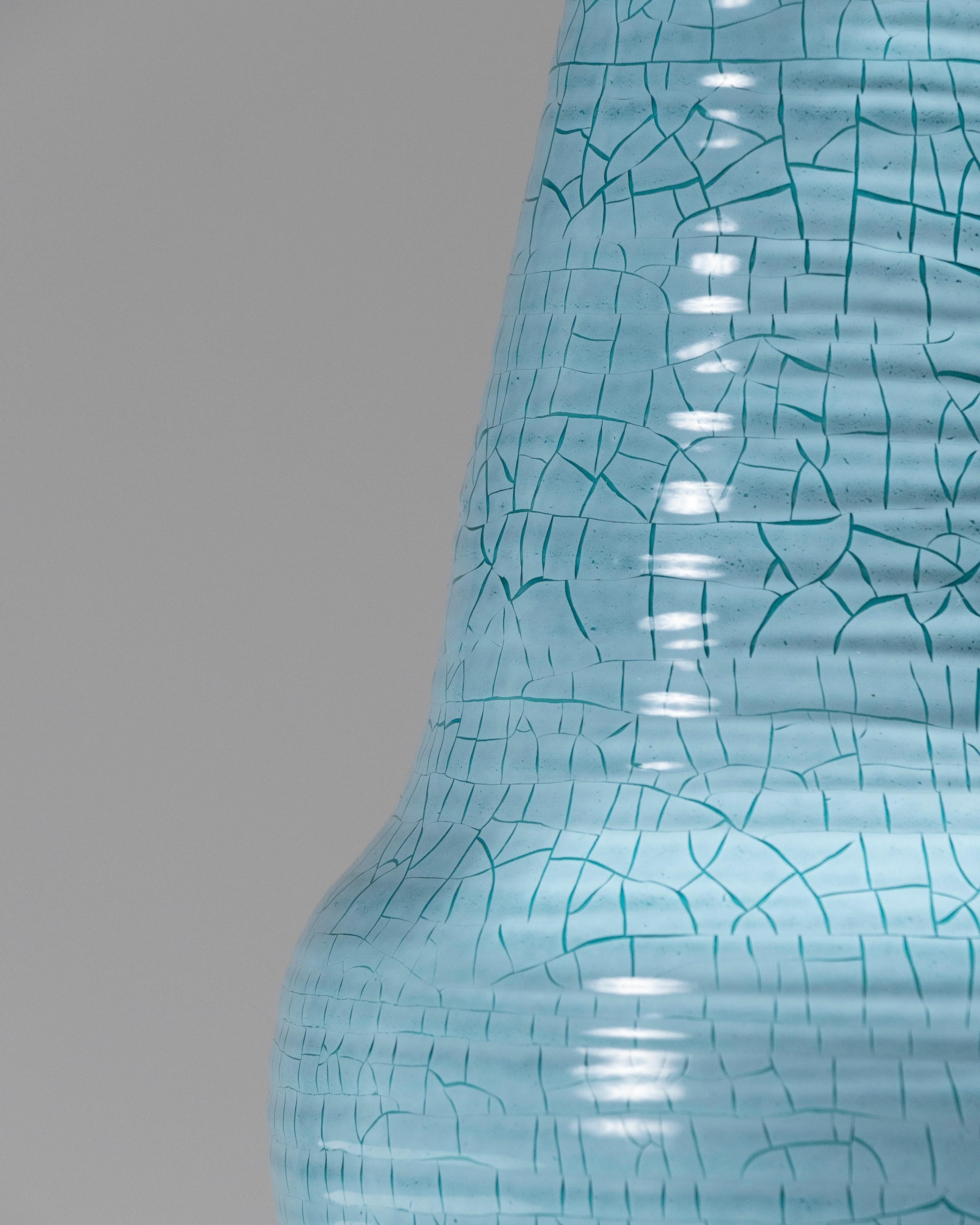 Vaso conico in ceramica turchese, Accolay, anni '50 in vendita 1