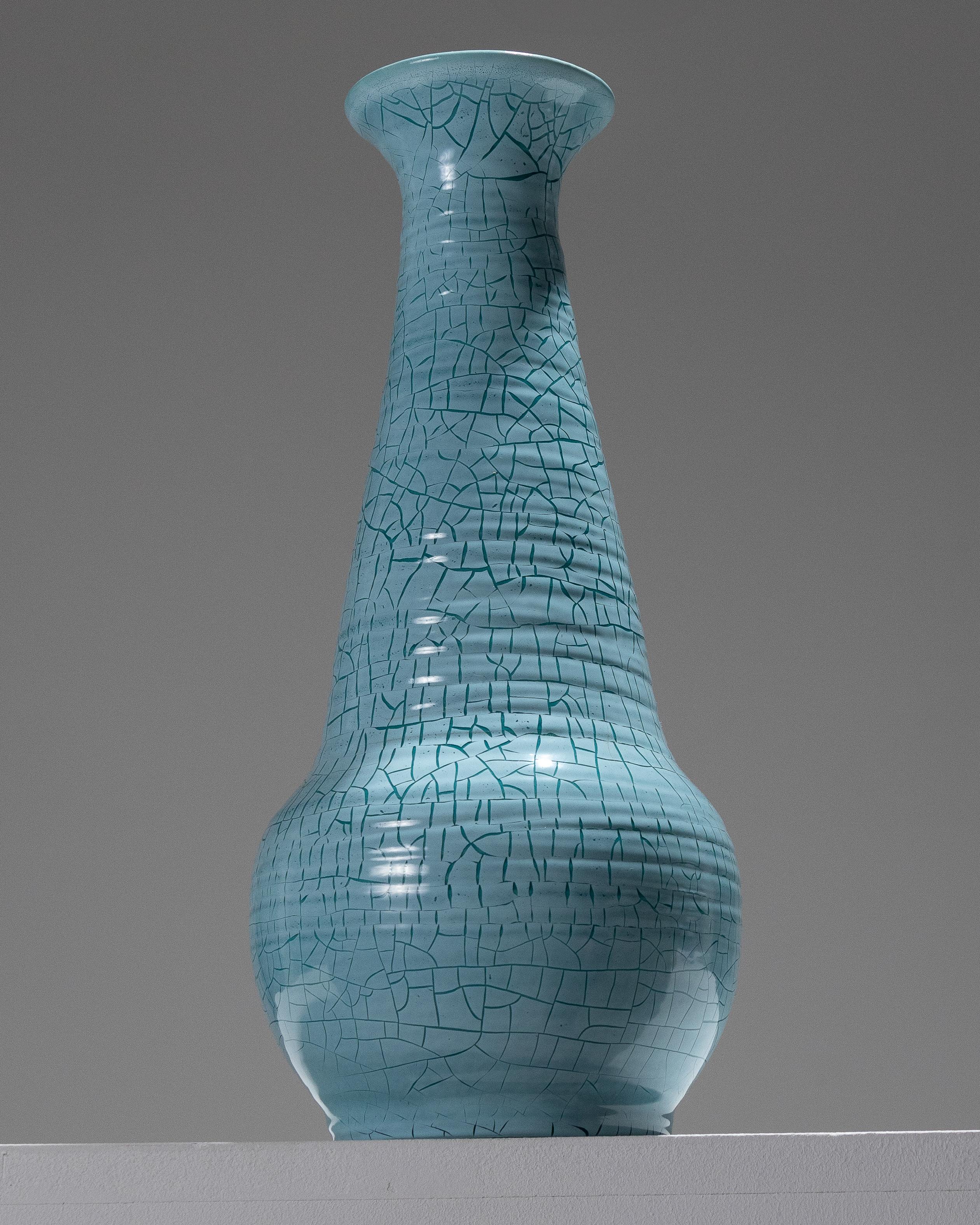 Vaso conico in ceramica turchese, Accolay, anni '50 in vendita 2