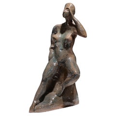 Glazed Stoneware Sculpture of a Woman, 1950s