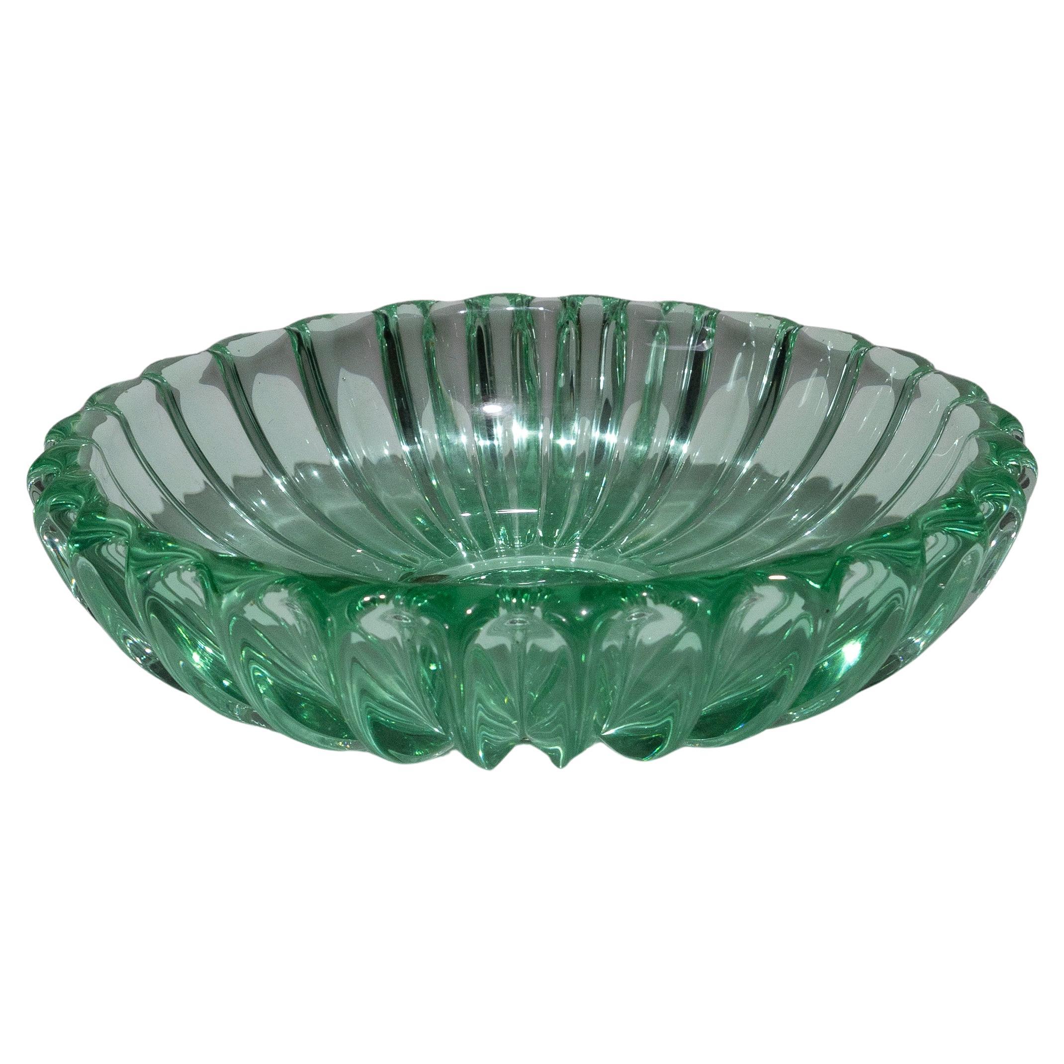 Circular Cut Crystal Bowl, 1930s For Sale