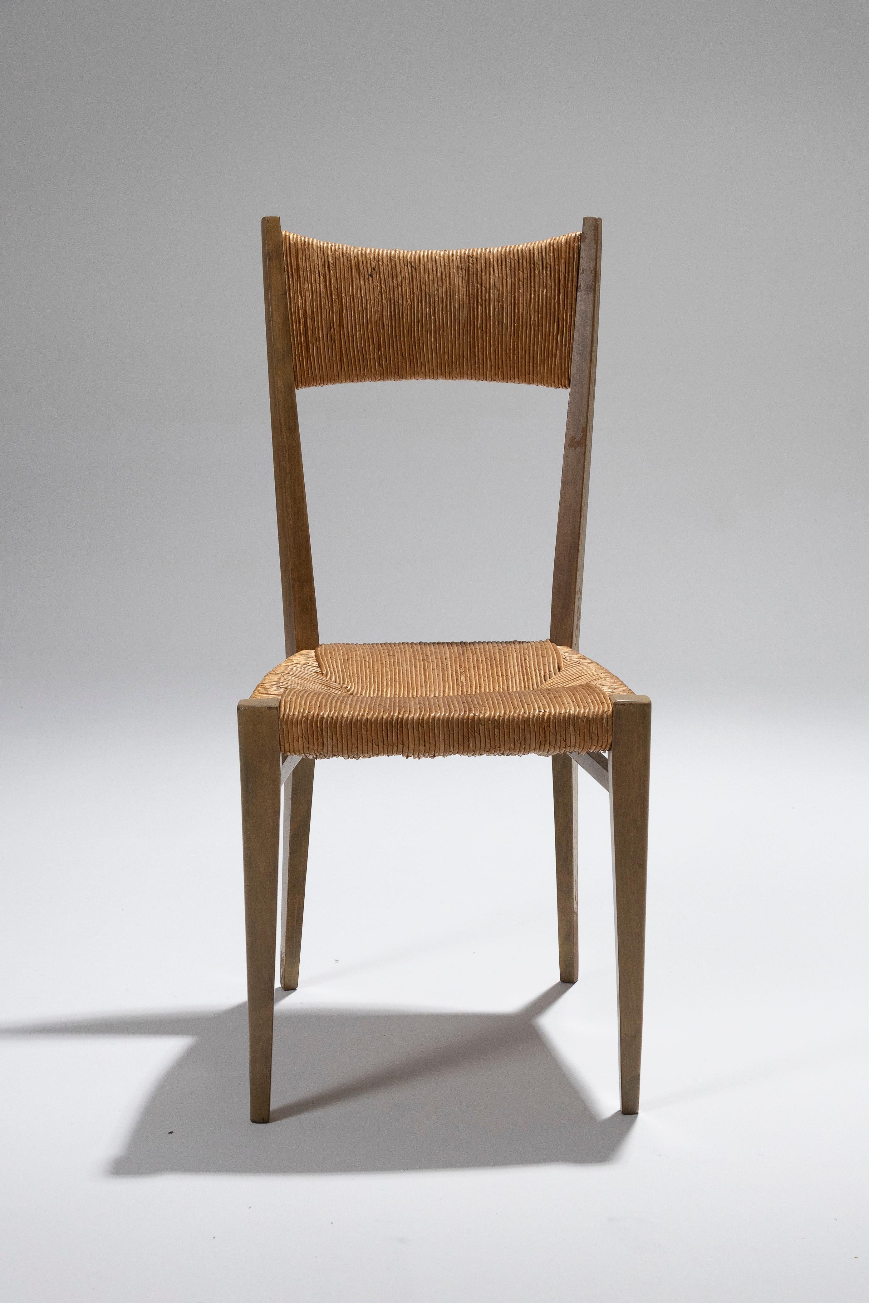 Strohsessel-Paar von Geneviève Pons, 1950er Jahre im Angebot 5