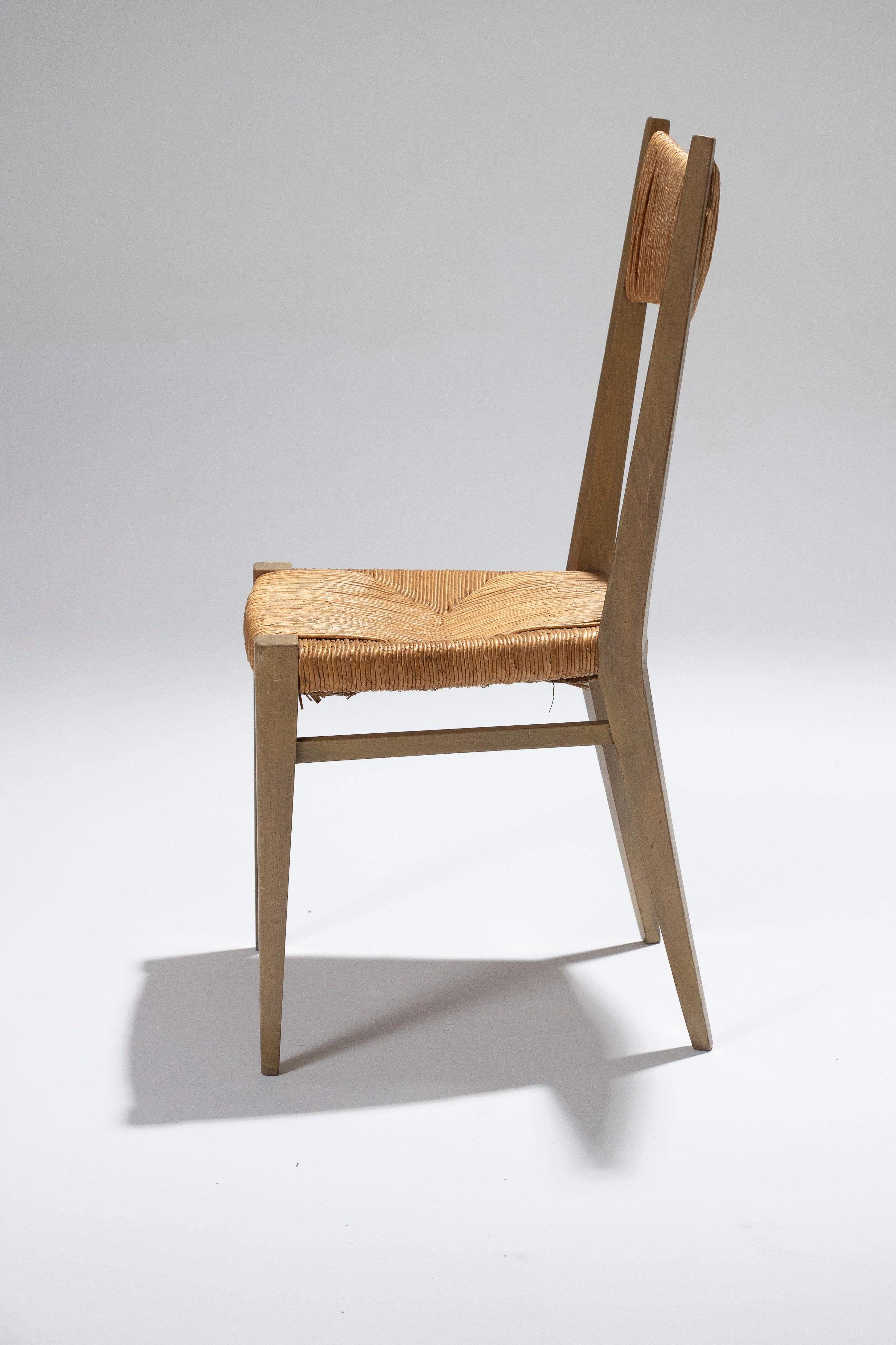 Strohsessel-Paar von Geneviève Pons, 1950er Jahre im Angebot 10
