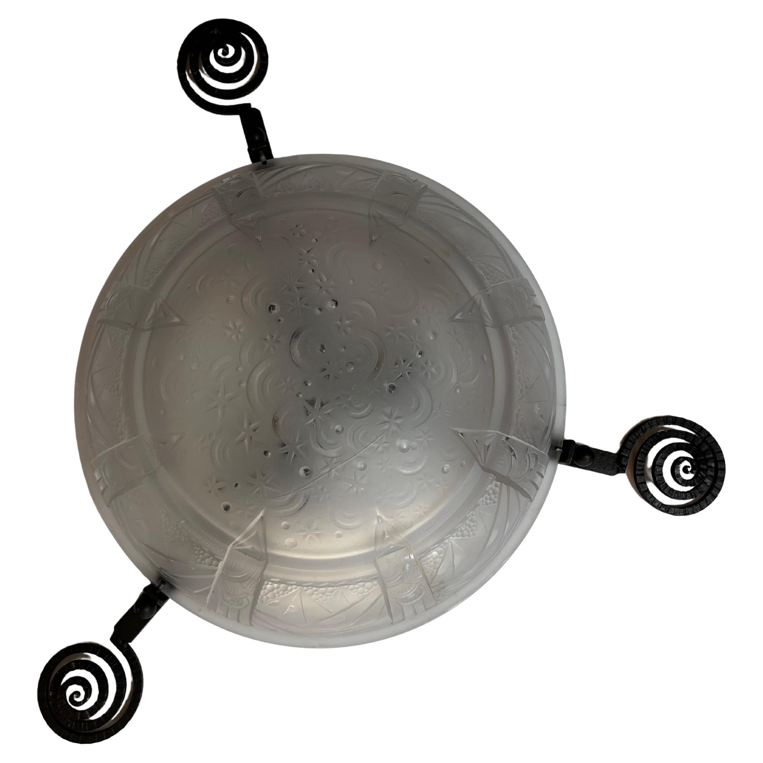 Muller Frères Art Deco Ceiling Light For Sale