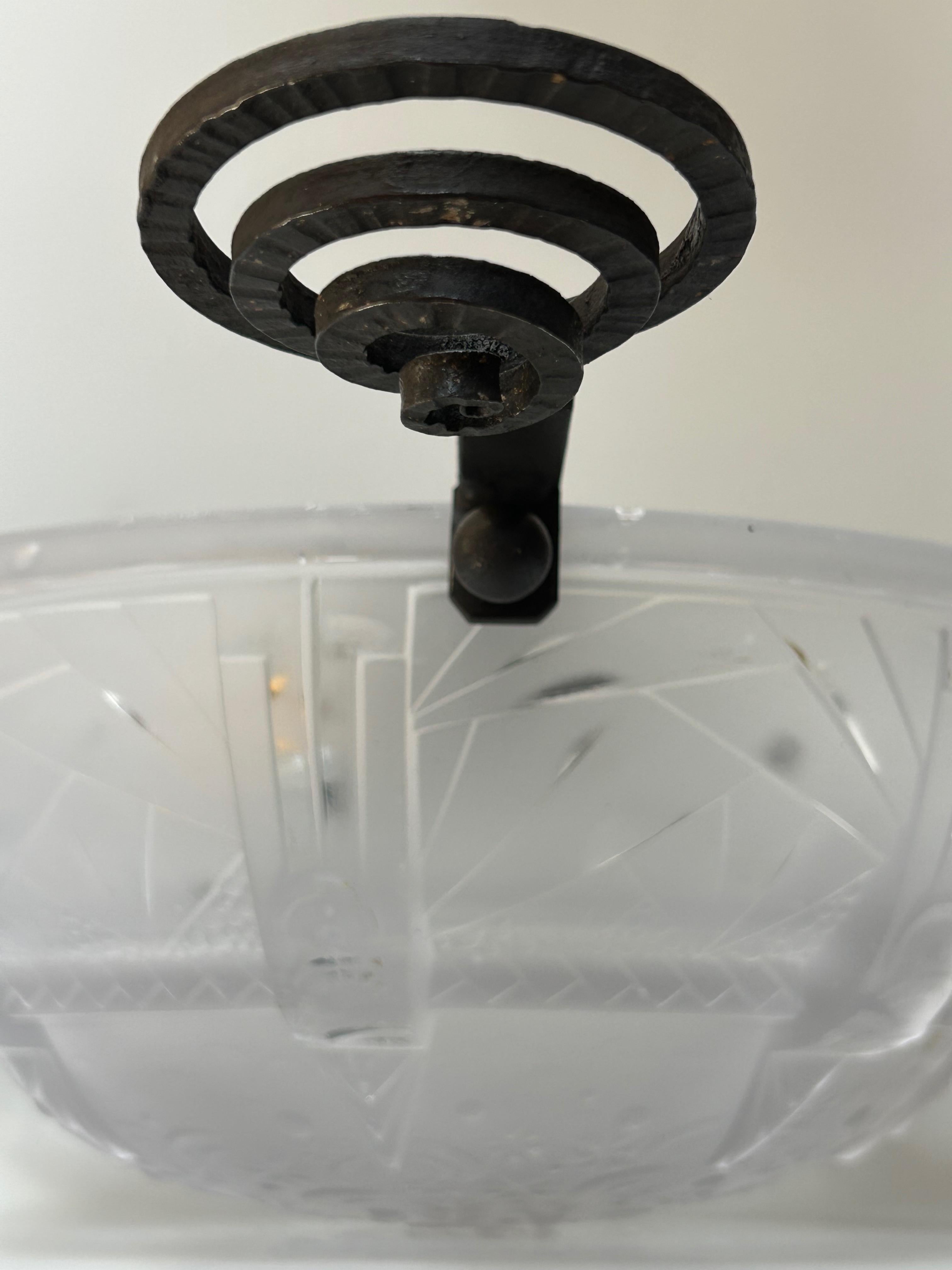 Molded Muller Frères Art Deco Ceiling Light For Sale