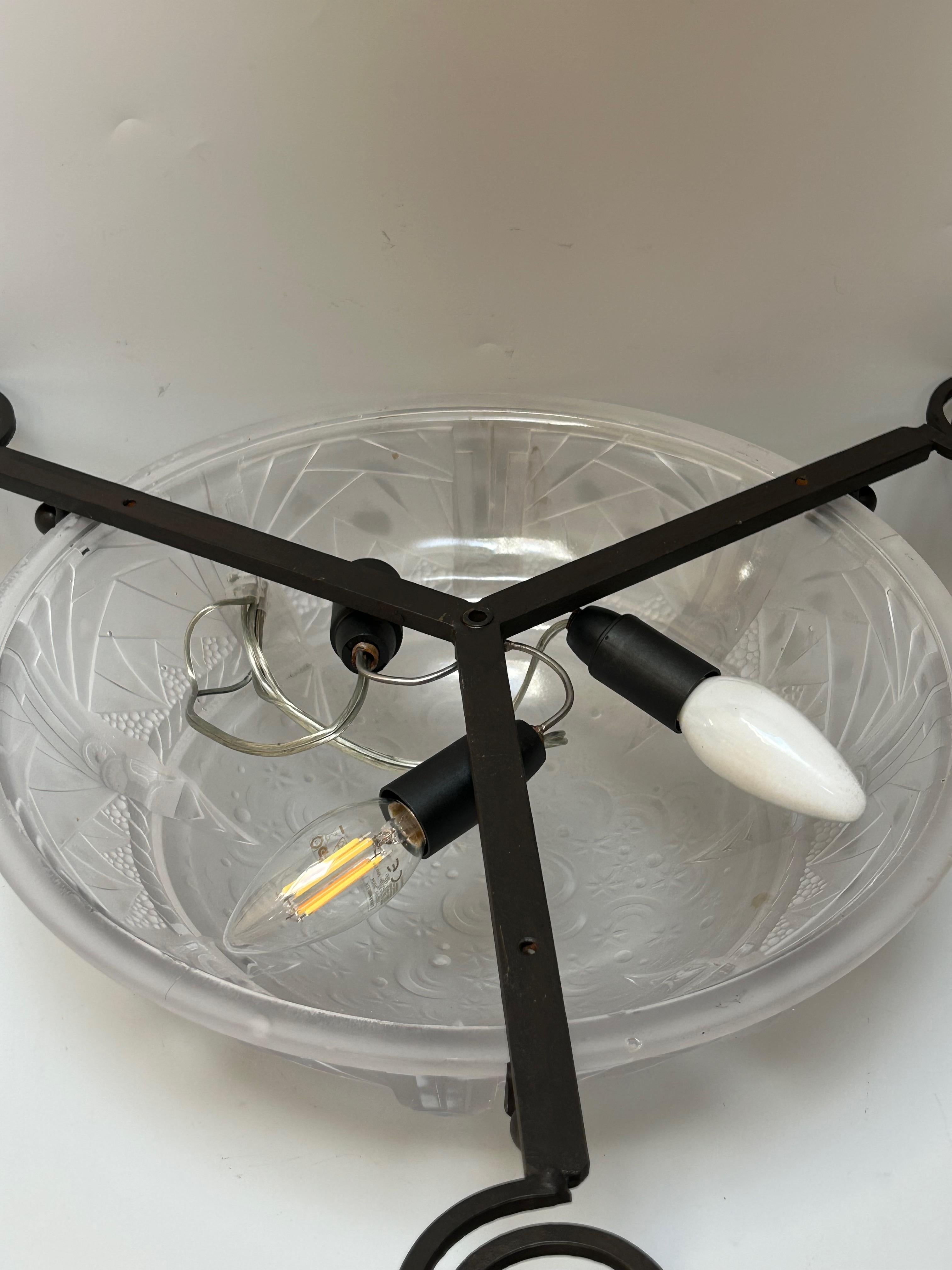 French Muller Frères Art Deco Ceiling Light For Sale