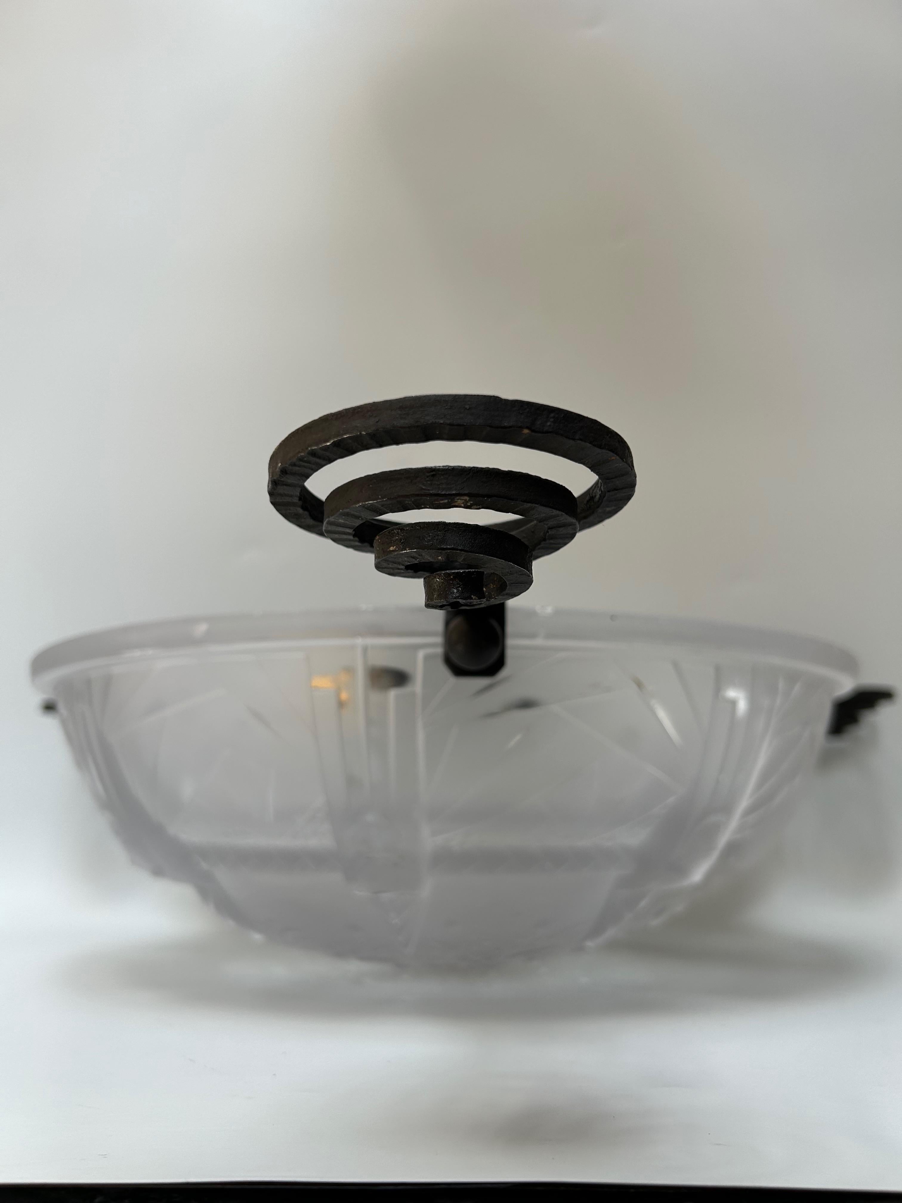 20th Century Muller Frères Art Deco Ceiling Light For Sale