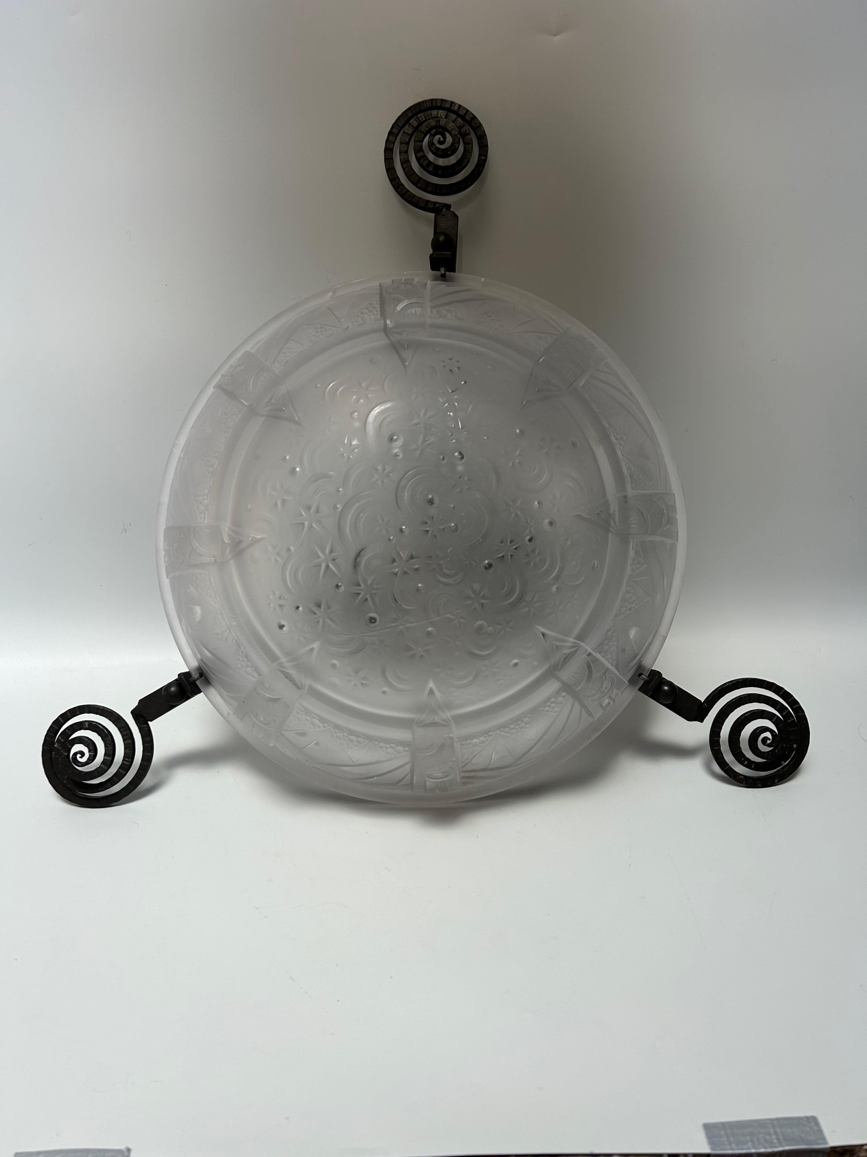 Glass Muller Frères Art Deco Ceiling Light For Sale