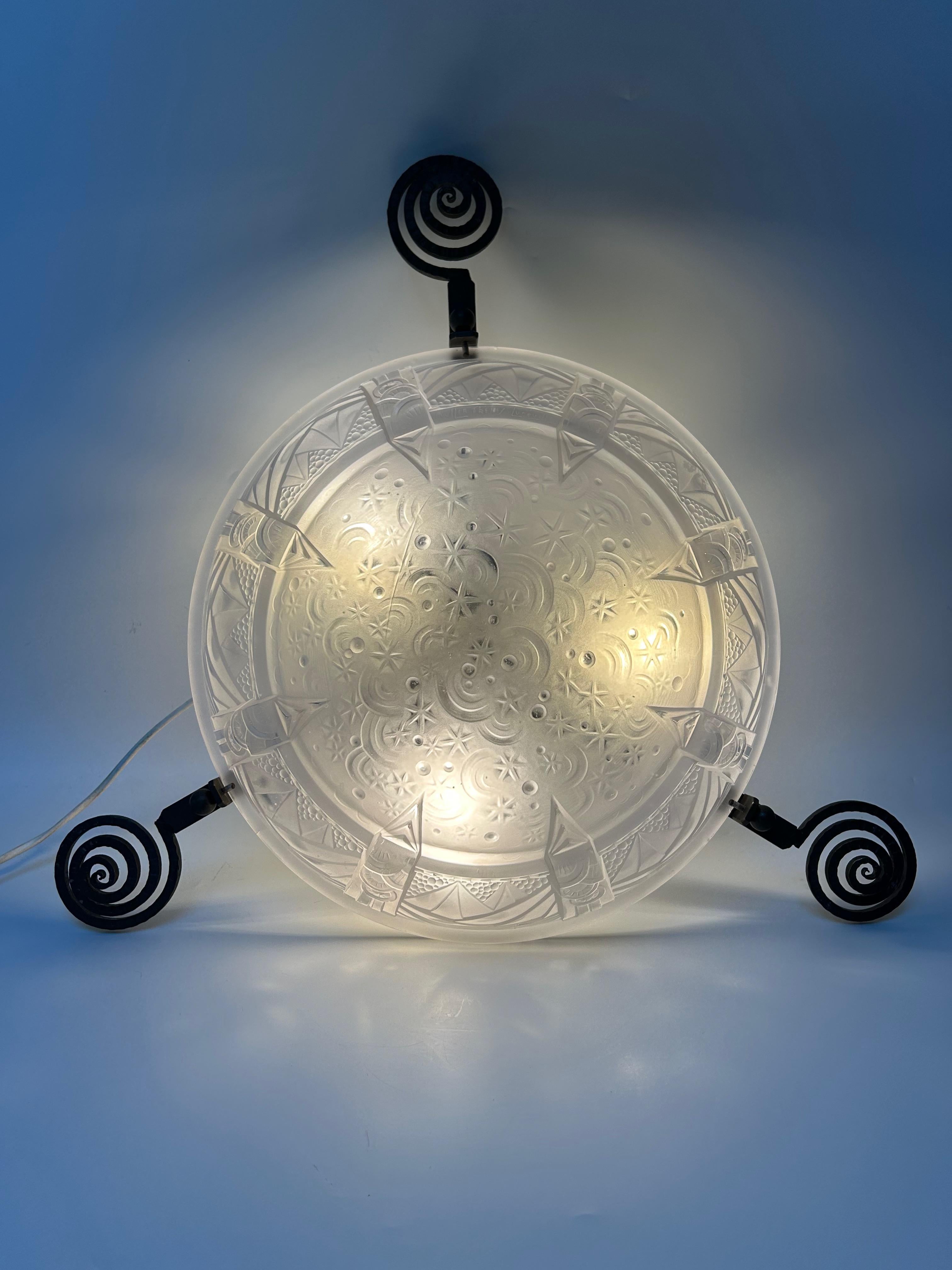 Muller Frères Art Deco Ceiling Light For Sale 2
